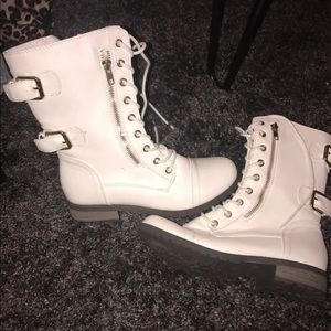 White Combat Boots